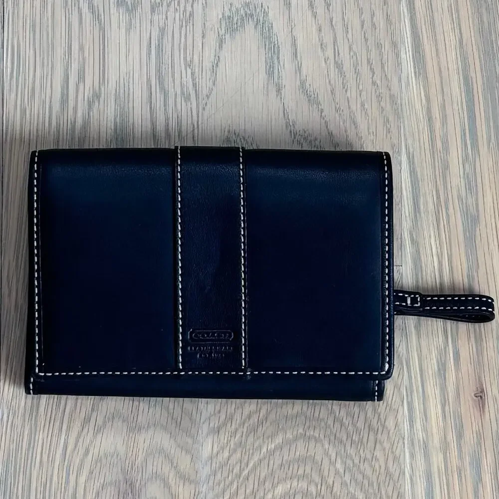 VTG 90s Y2K Coach Black Leather Continental Wallet Bifold